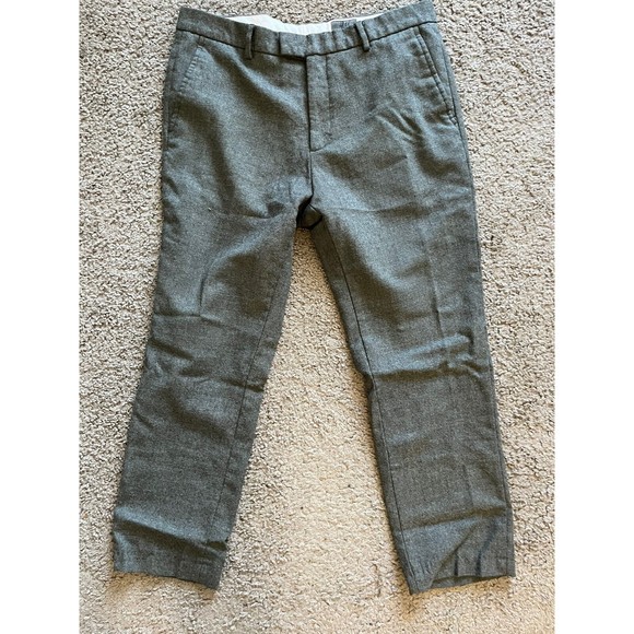 H&M Men's Slim Fit Flat Front Dress Pants Gray Woven Size 34R Career 100% Wool - Picture 1 of 6